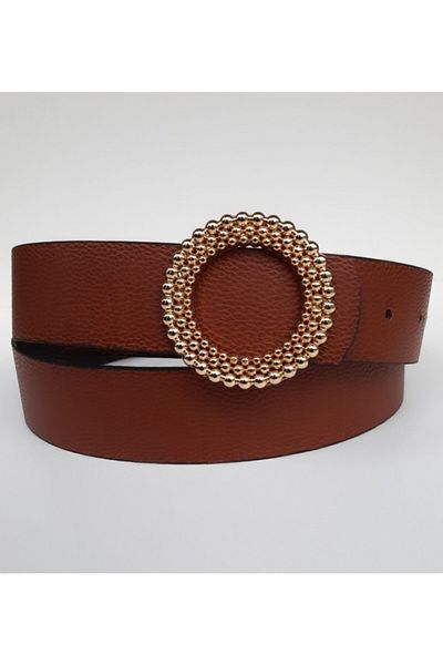 Kemerix Γυναικεία ζώνη με αγκράφα Tan Pearl CT1216
