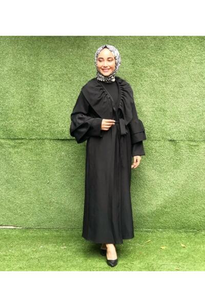 ZEHRA ÇAMRAN Fırfırlı Siyah Abaya