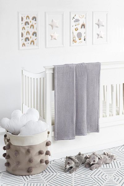 Upline Baby Gray 100% Cotton Baby Blanket (90x100)