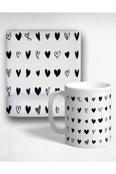 Onartem Oval Hearts Wrist Support Mouse Pad and Mug Set