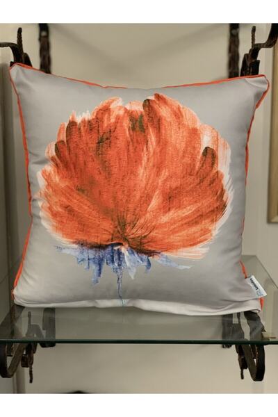 KIRLENTİM E75 Γκρι παπούτσια δαπέδου Πορτοκαλί μοτίβο λουλουδιών