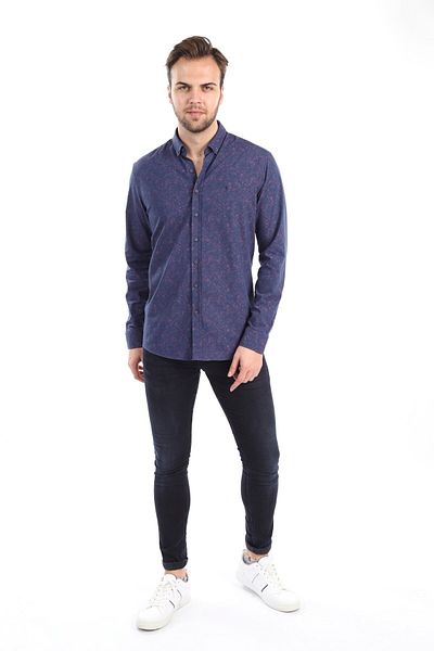 RAVANELLI Πουκάμισο με εμπριμέ Claret Red Slim Fit