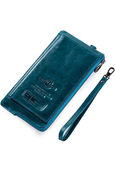 Contact’S Contacts Milena Prestige Serie Genuine Leather Business Turquoise Men's Handbag