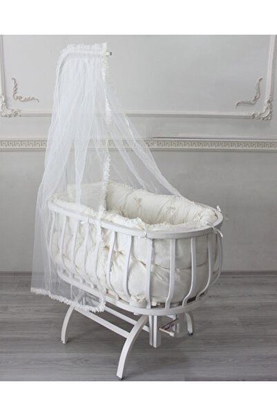 babyen1 Krem Sepet Beşik Uyku Seti (BEŞİK DAHİL DEĞİLDİR)nne Yanı %100 Organi...