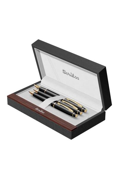 Scrikss Kişiye Özel Isimli Mat Siyah Özel 3lü Kalem Seti / Ömür Boyu Garantil...