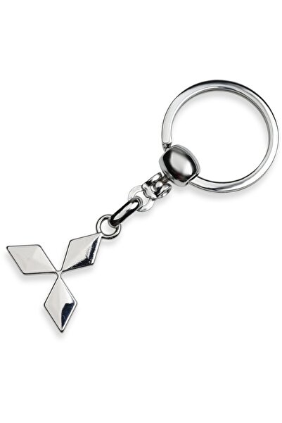 Modül 1.جودة - سلسلة مفاتيح معدنية للسيارة بشعار ميتسوبيشي - مطلية بالكروم