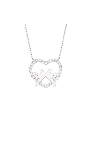 Altın Sepeti Gümüş Aşık Güvercinler Kolyesi