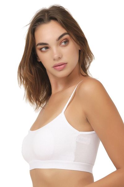 Doce Cravo Combed Cotton Covered Thin Strap Bustier 502 White