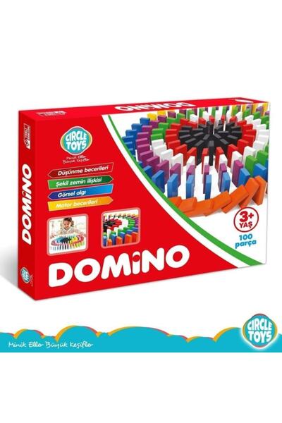 HAMAHA Ahşap Domino Taşları 100 Parça Renkli Eğitici Domino Oyunu Ahşap