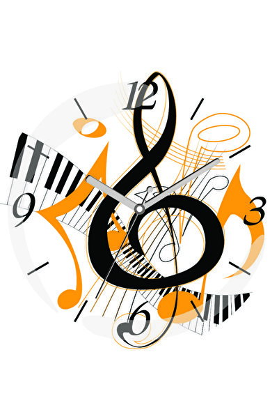 3M Ceas de perete din sticlă autentică cu tastă Sol, silențios, cu bombetă