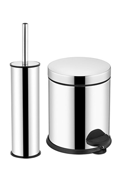 Genel Markalar 5lt Krom 2 Li Banyo Seti Pedallı Çöp Kovası Wc Klozet Tuvalet ...