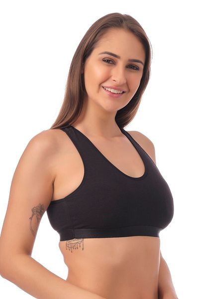 Doce Cravo Combed Cotton Padded Thick Strap Sports Bustier11601817 Black