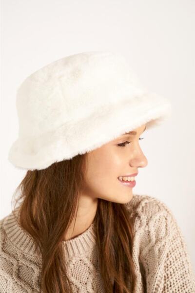 BALIENTE Soft Textured Ecru Plush Bucket - Women's Hat