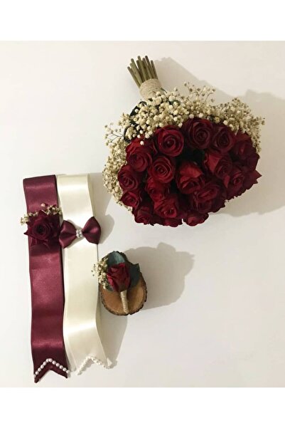 Evsay Gelin Buketi Gelin Eli Çiçeği Damat Yaka Çiçeği Ve Takılık Seti