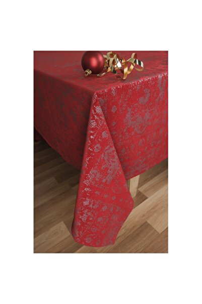 Home Fabrik Yılbaşı Özel Kadife Masa Örtüsü Kırmızı - Gümüş