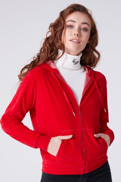 BERFUĞ KIRAN Fermuarlı Kadife Eşofman Üstü