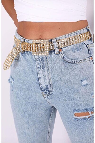 Freya Gold Kaynak Taşlı Metal Kemer Abiye Kemer