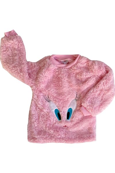 Eylül Bebe Girl's Plush Tweety Patterned Pajama Set