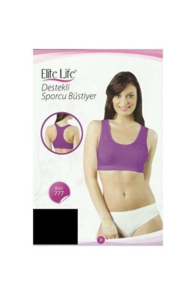 Elite Life Women's Black Seamless Supported Sports Bustier Thick Strap Poky