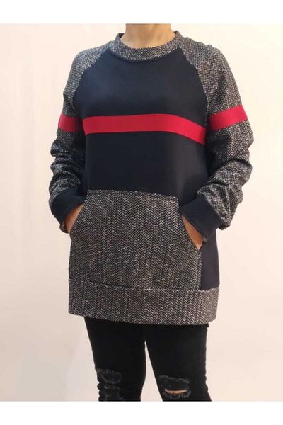 Mertcan Butik Hanorac cu mâneci raglan cu dungi roșii