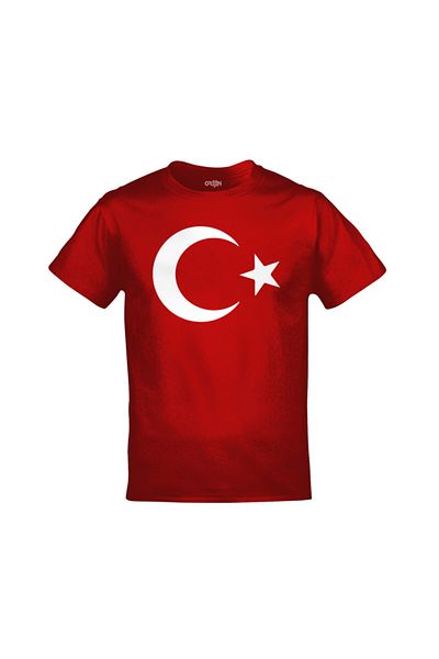 Orijin Tekstil Moon Star Turkish Flag Unisex Red T-shirt