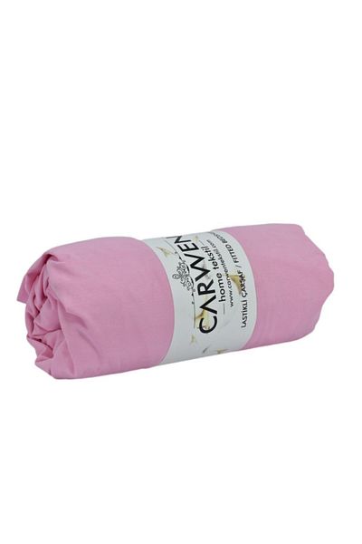 CARWEN TEKSTİL طقم ملاءات مرنة من القطن Ranfors مقاس 100x200 باللون الوردي
