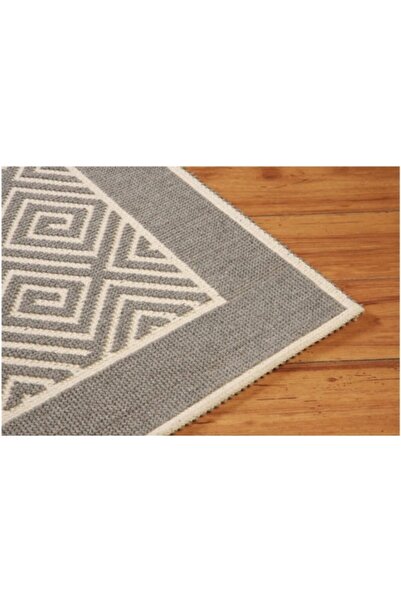Alize Çokçokürün Bukle Serisi Pamuklu Kilim Labirent Modeli Ekru Gri