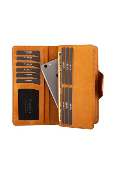 Vianel New York Axel Crazy Leather Mustard Yellow Unisex Money Portfolio