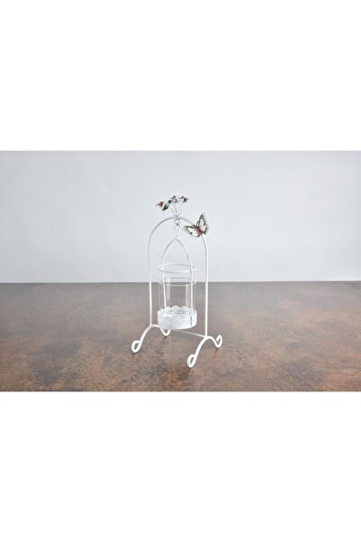 SETABIANCA Setabıanca Ferforje Flower Standlı Mumluk Küçük 13x29 Cm