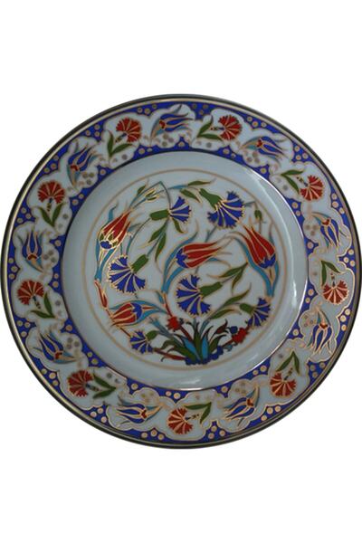Armada Çini Armada Cini Prt 46 25 سم طبق جيني من البورسلين باللون الأزرق الذهبي المذهّب