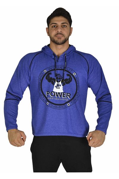 Big Sam Blue Cotton Winter Hooded Sweatshirt 4668