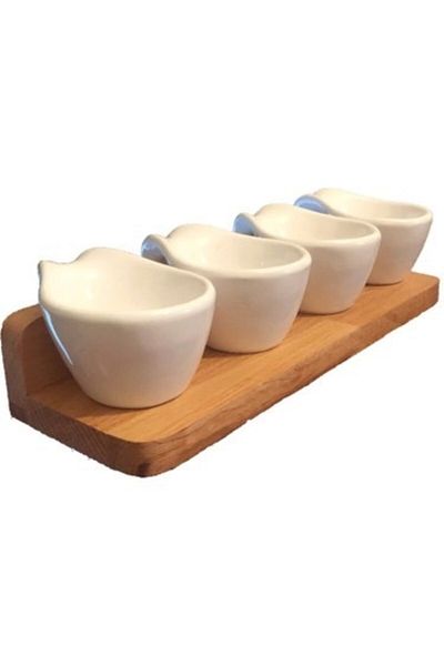 İLKHOME DESİGN Ilkhome 4-Piece Sauce Bowl, Snack Bowl, Ceramic