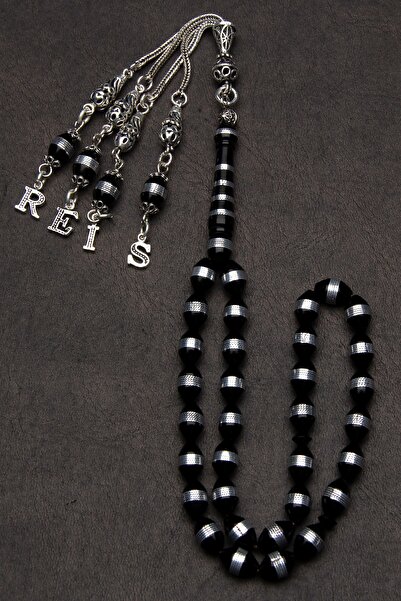 OTTOTESBİH 925 Sterling Silver Tasseled Popeye Written 7x11mm Bafon Coiled Skittle Rosary