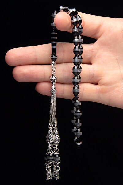 OTTOTESBİH 925 Sterling Silver Tasseled Popeye Written 7x11mm Bafon Coiled Skittle Rosary