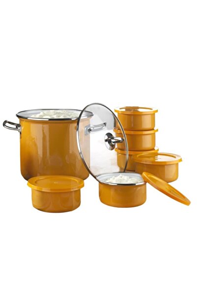 Genel Markalar Waybe 14 Parça Emaye Yoğurt Bakraç Ve Mayalama Seti Sarı