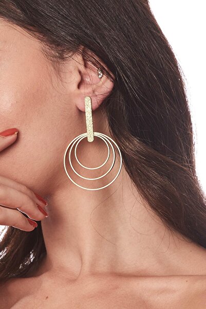 ZeyDor Accessories Zeydor Antik Altın Kaplama Modern Tasarım Küpe
