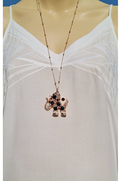 maycollection قلادة على شكل فيل من حجر الزركون الوردي