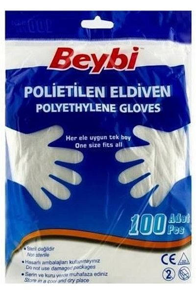 Beybi 100 Pieces Polyethylene Gloves - Pack of 10