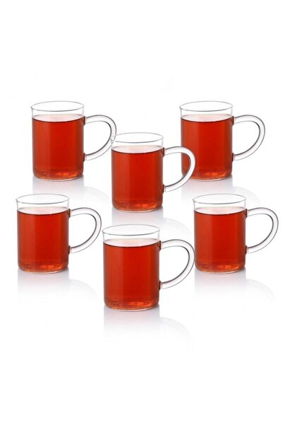 bimbambom Çay Bardağı 6'lı, Isıya Dayanaklı Borosilikat Kulplu Cam Bardak Ter...