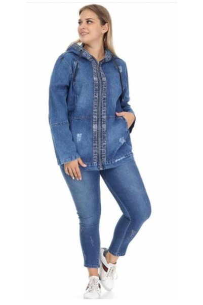 HaiModa Kot Mont Kapşonlu Taş Işli
