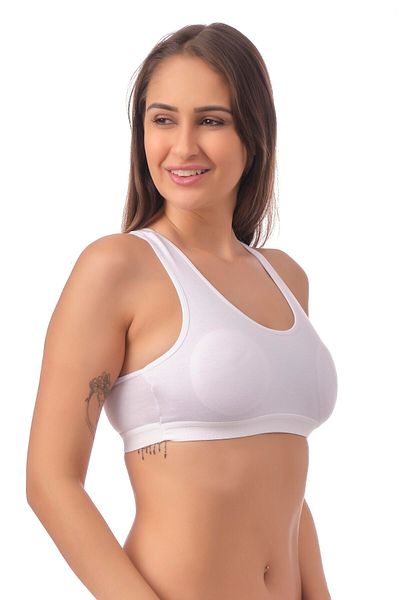 Doce Cravo Combed Cotton Padded Thick Strap Sports Bustier11601817 White