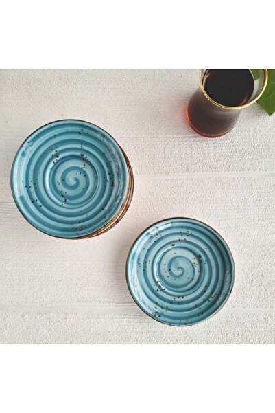 MADAM İZMİR Winter Çay Tabağı 6'lı -mavi