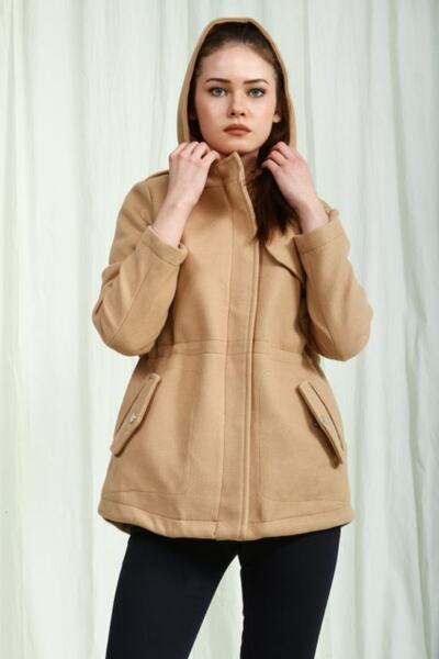 Collezione Kadın Regular Camel Kaşe Kaban