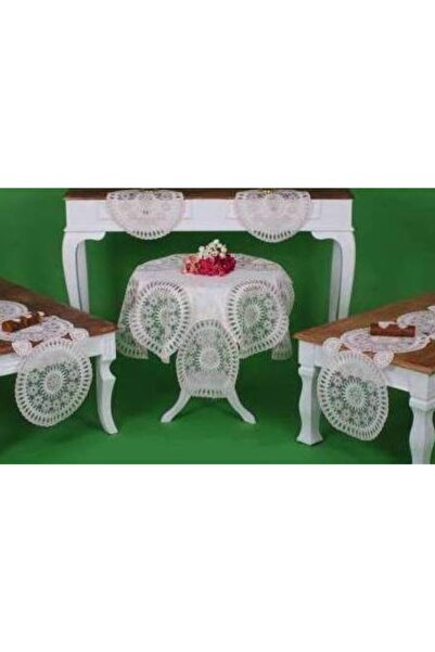 Sultan 5 Parça Angles Kadife Fransız Güpürlü Salon Takımı - Krem