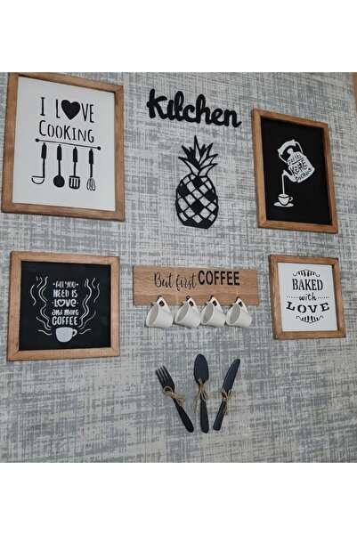 dekorodam El Boyaması Ahşap Tablo Seti Mutfak