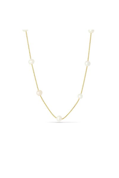 MySilvers Dizi Inci Kolye Kadın Altın