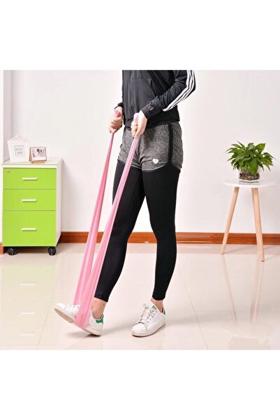 Leyaton Pilates Bandı Jimnastik Plates Lastiği 90x15 Cm Egzersiz Aerobik Bant 1 Adet Pembe