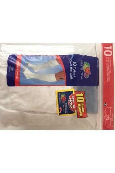 JOCKEY Fruit Of The Loom Tube Soft Comfortable Flexible Cotton Men's Socks 10 Pairs Hanes Quality 41-45 Compatible