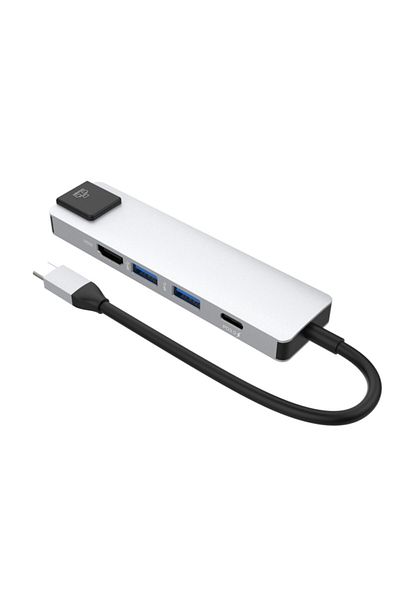 SMARTGIFT 5 Port USB Hub 3.0 Type C To Ethernet/HDMI Converter Multiplexer Multiplier (Silver)
