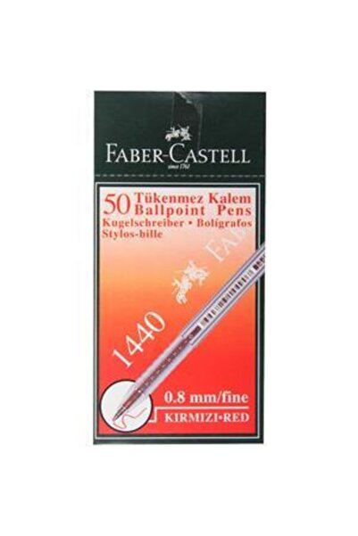 Faber Castell 1440 قلم حبر جاف أحمر 50 قطعة